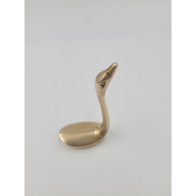 Mid 20th Century Solid Brass Swan Figurine For Sale In Mobile - Image 6 of 11