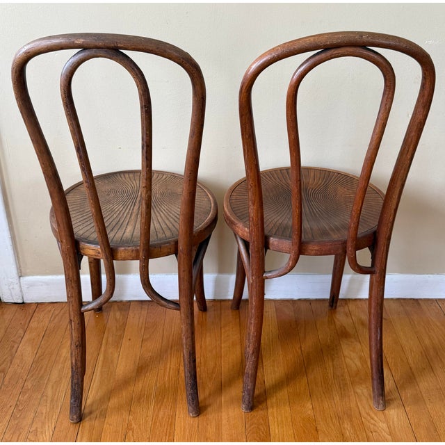 Mid 20th Century Antique Thonet Style Bentwood Cafe Bistro Chairs, Set of Four For Sale - Image 5 of 13