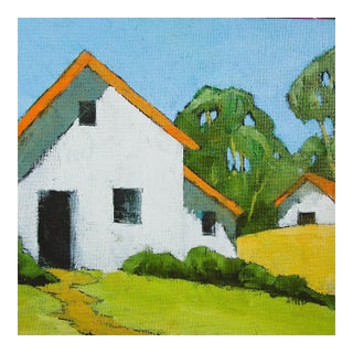 Napa Farmhouse & Barn Lynne French 8x8 California Landscape Oil Painting For Sale