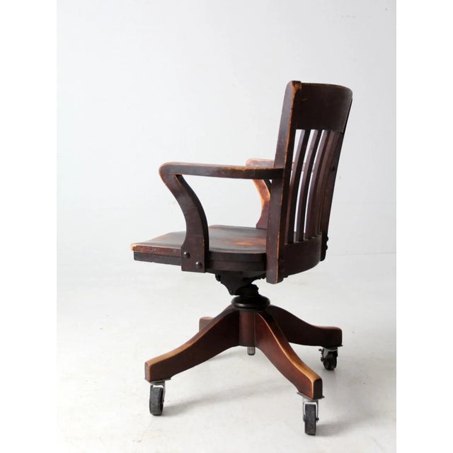 Farmhouse Antique Johnson Chair Co Swivel Desk Chair For Sale - Image 3 of 11