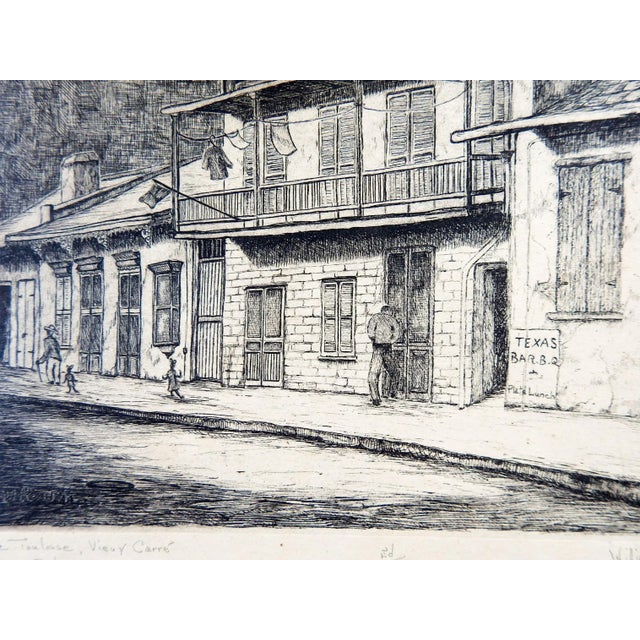 1942 Willie Reed New Orleans Rue Toulouse Etching For Sale - Image 4 of 6