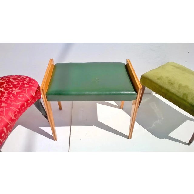Art Deco Italian Poufs, 1940s, Set of 3 For Sale - Image 3 of 4