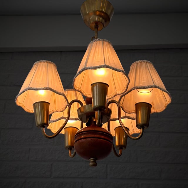 Hans Bergström Modernist ScandinavianChandelier Model 115 by Hans Bergström for Ateljé Lyktan, Sweden, 1940s For Sale - Image 4 of 17