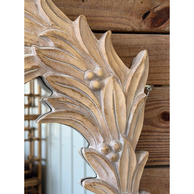 Vintage Carolina Mirror Carved Palm Leaf Wall Mirror – Coastal Organic Modern For Sale - Image 9 of 12