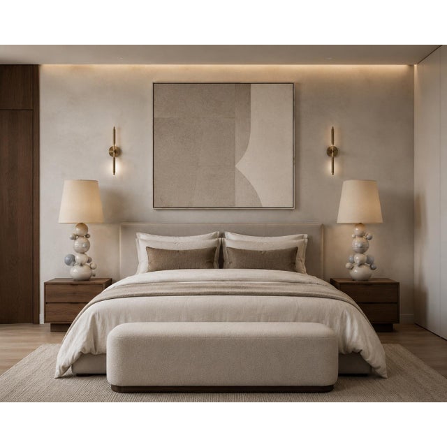 Cream Contemporary Pair of Ceramic Atomo Lamps by Antonio Cagianelli, Italy For Sale - Image 8 of 14