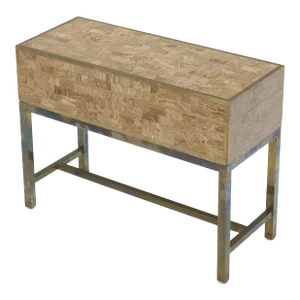 Tessellated Stone Brass Frame Base Treasure Chest Trunk