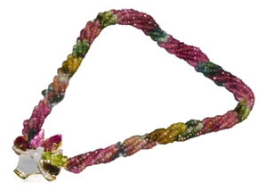 Certified Natural 281.22Cts SI H Diamond Multi Tourmaline Peridot 18K Gold Pendant Brooch Necklace