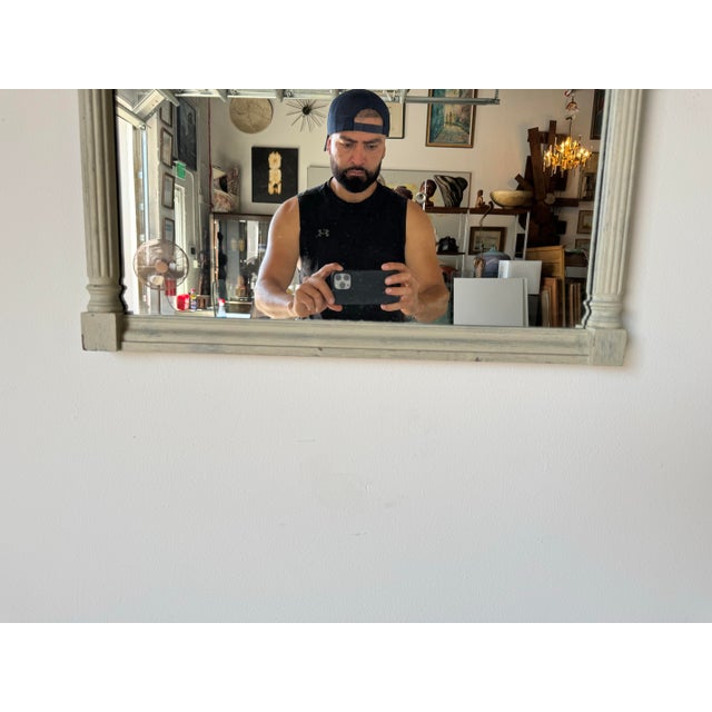 Vintage French Neoclassical - Style Painted Wood Wall Mirror For Sale In Miami - Image 6 of 10