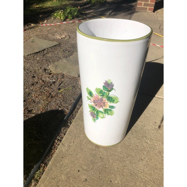 Vintage Mid Century Italian Hand Painted Vase Umbrella Stand For Sale - Image 4 of 9