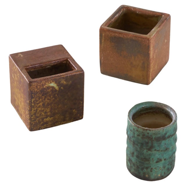 Mid-Century Geometrical Mobach Pottery Vases, 1950s, Set of 3 For Sale - Image 9 of 9