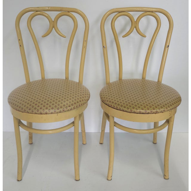 Mid-Century Modern Mid 20th Century Set of Four Douglas Furniture Thonet Style Faux Bentwood Metal & Vinyl Upholstered Chairs For Sale - Image 3 of 12