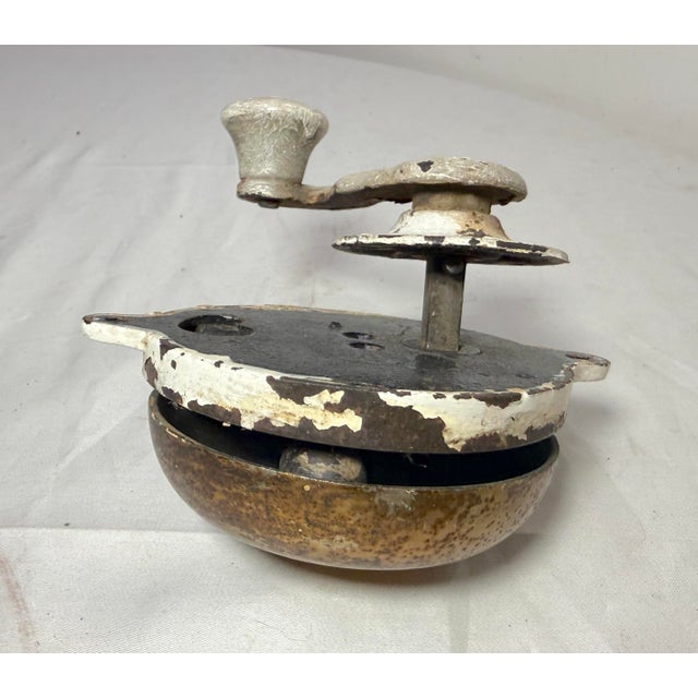 Metal Rare Antique Patented 1867 Brass Crank Hand Wind Front Door Bell 19th Century For Sale - Image 7 of 9