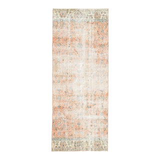1970s Vintage Turkish Hand-Knotted Wool Cotton Orange Runner Rug For Sale