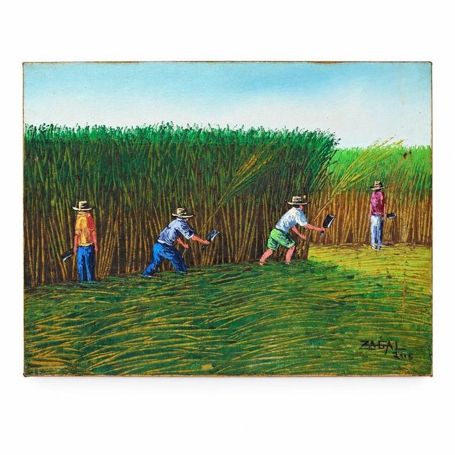 Textile Zagal, Sugarcane Cutting I, Canvas For Sale - Image 7 of 7