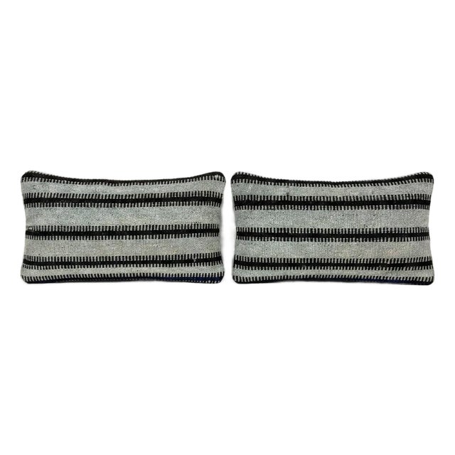 Bohemian Kilim Lumbar Pillow Cover 11'' X 20'' - Set of Two For Sale
