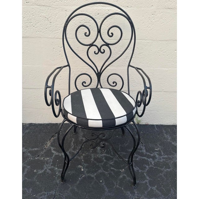 Vintage French Hand Forge Wrought Iron Garden/ Patio Arm Chairs - Set of 4 For Sale In Miami - Image 6 of 12