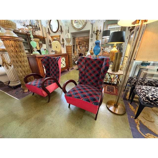 Red Pair of Italian Modern Lounge Chairs by Paolo Buffa For Sale - Image 8 of 9