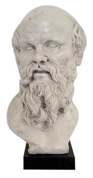 White Bust of Socrates, 1940, Plaster on a Black Marble Base