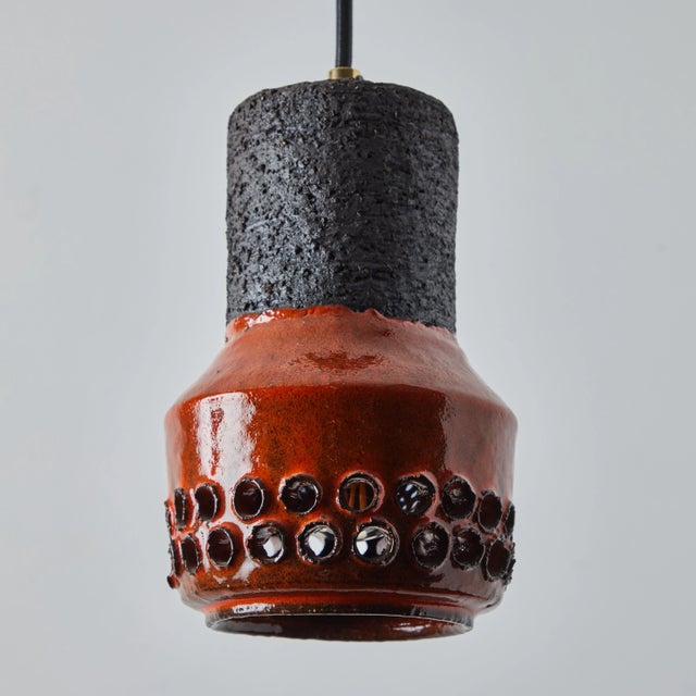 Burnt Umber 1950s Aldo Londi Ceramic Bitossi Pendant Lamp for Italian Raymor For Sale - Image 8 of 12