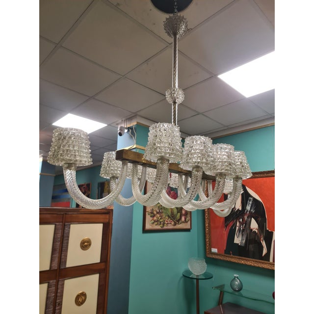 10-Light Chandelier in Rostral Glass attributed to Ercole Barovier for Barovier & Toso, 1940s For Sale - Image 10 of 10