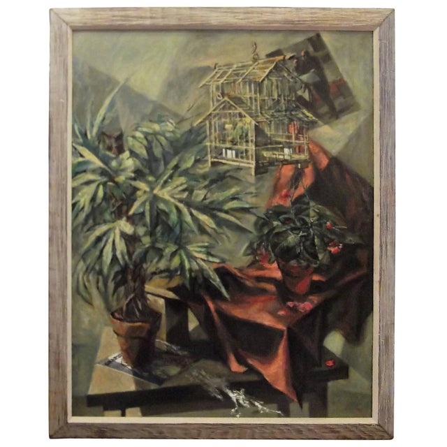 Modernist "Oriental Bird Cage" Oil Painting on Canvas by Martin Zipin For Sale - Image 10 of 10