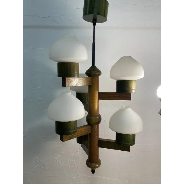 Mid-Century Scandinavian Hanging Pendant in Pine and Opaline Glass For Sale - Image 18 of 18