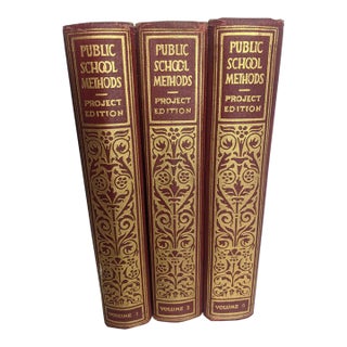 Antique 1922 Public School Methods Educational Books – Red & Gold 3-Volume Set For Sale