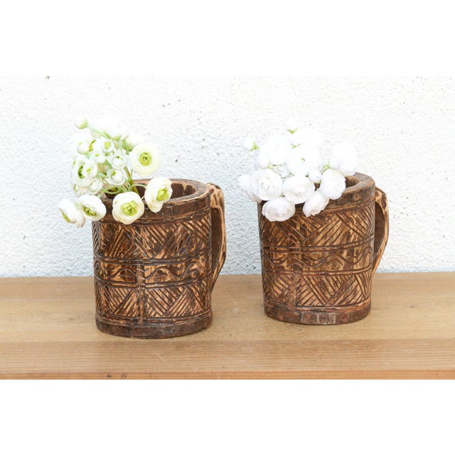 1950s Set of Two, Handcarved Tribal Vessels For Sale - Image 5 of 5