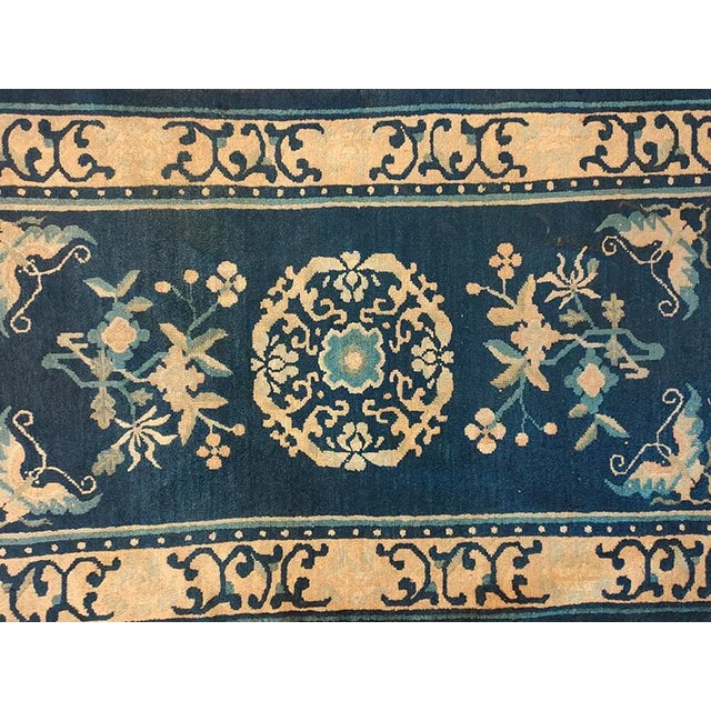 Superb Navy Background Color With Geometric Design Antique Chinese Peking Rug For Sale - Image 4 of 9