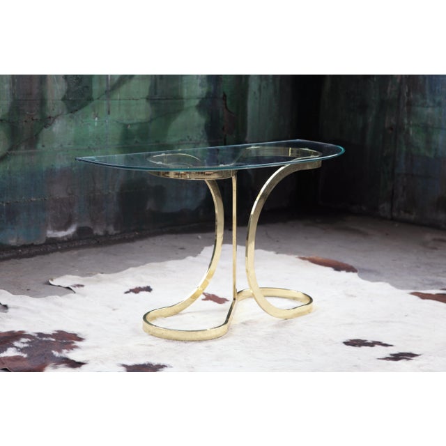 Brass 1970s Midcentury Brass Ribbon Curved Console Table Base Attributed to Design Institute America For Sale - Image 8 of 16