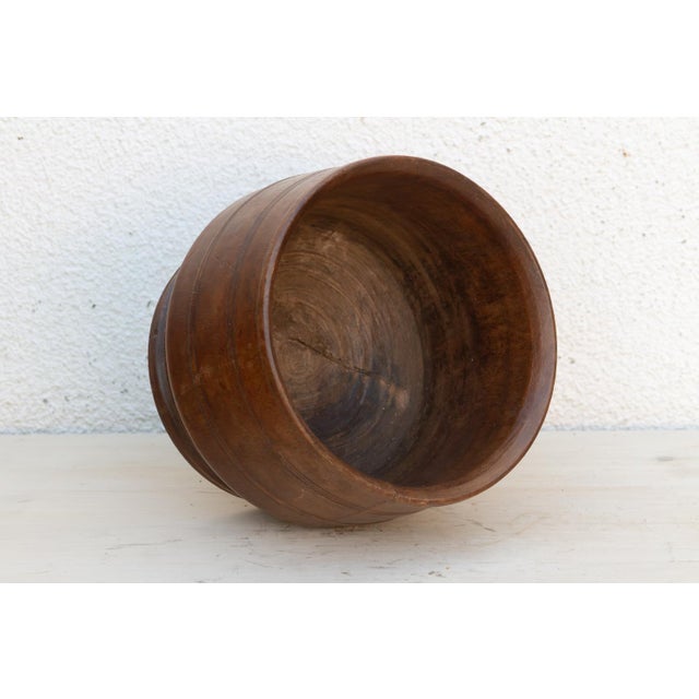 Wood Antique Round Shape Colonial Kitchen Bowl For Sale - Image 7 of 9