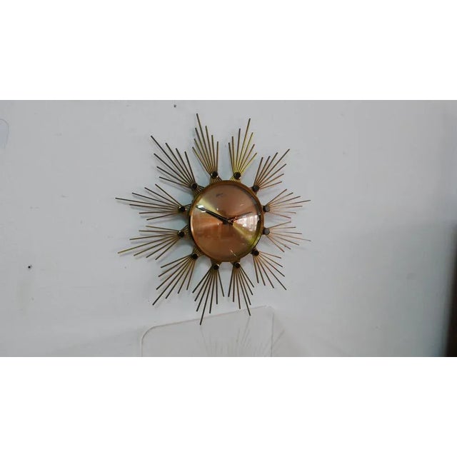 Brass Sunburst Wall Clock from Atlanta Electric, Germany, 1960s For Sale - Image 12 of 12