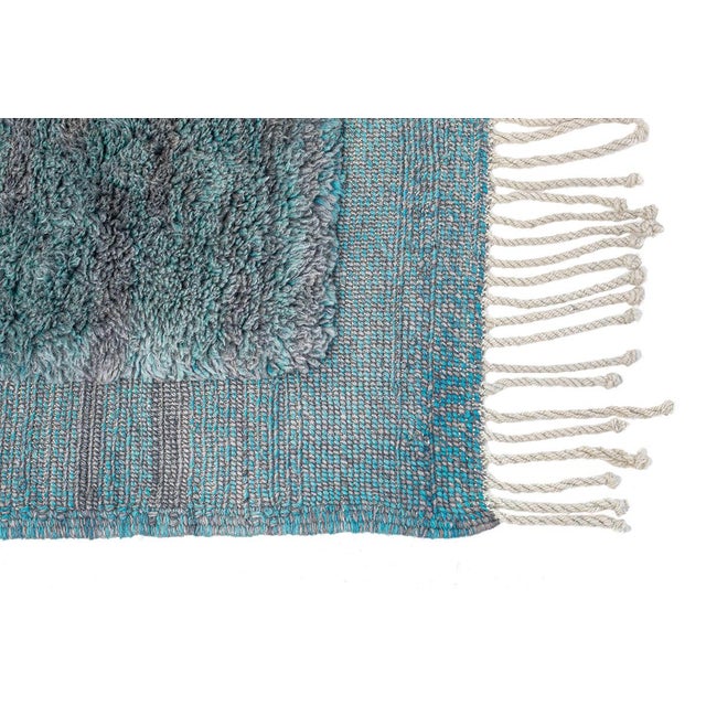 Textile Abstract Horizon Hand-Knotted Moroccan Wool Rug | 9'11" X 6'6" | One of a Kind For Sale - Image 7 of 11