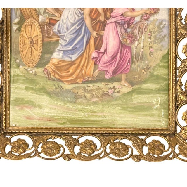 Pair French Limoges Porcelain Plaques in Ornate Gilt Metal Frames. Early 20th C. For Sale - Image 10 of 10