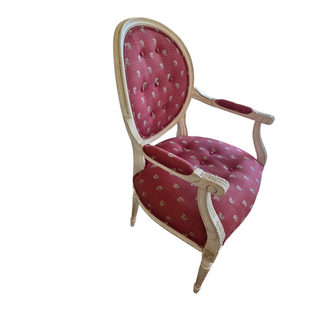 1990s Vintage Louis XVI Armchair French Provincial Francesca Chair Attributed to Ethan Allen For Sale - Image 5 of 15