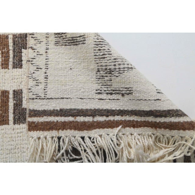 Vintage Turkish Oushak Handmade Wool Cotton White Runner For Sale - Image 10 of 11