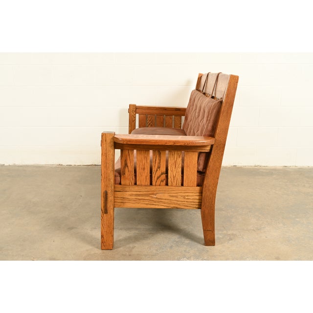 Harden Furniture Antique Mission Oak Arts & Crafts Settle Sofa or Bench, Circa 1910 For Sale - Image 11 of 13