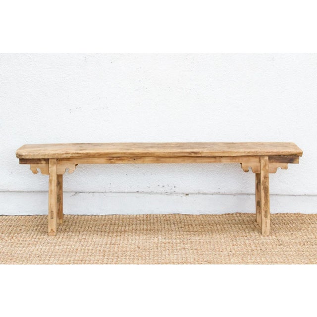 Asian Oriental Calm, Bleached Wood Asian Bench For Sale - Image 3 of 8