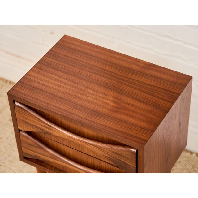 Wood Sculpted Nightstand in American Walnut For Sale - Image 7 of 12