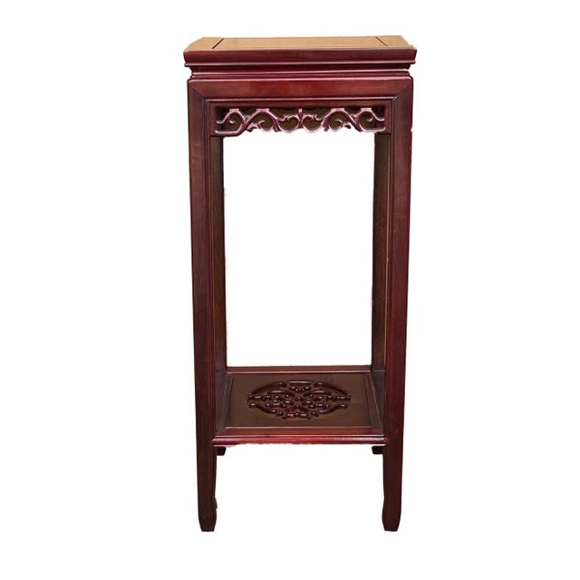 Superb 1960's solid rosewood pedestal stand display with elegant straight legs open wood work .very good condition34.75" H...