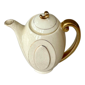 Antique Japanese Teapot With Hand Painted Gold