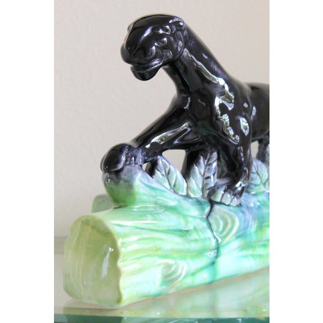 Mid-Century Modern Black Panther Ceramic Tv Lamp Base For Sale - Image 4 of 13