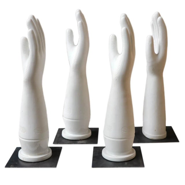 Mid 20th Century Porcelain Hand Glove Molds, Set of 4 For Sale - Image 5 of 11