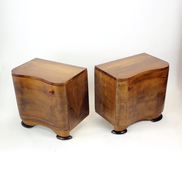 Wood Art Deco Bedside Tables by Jindřich Halabala for Up Závody, 1930s, Set of 2 For Sale - Image 7 of 15