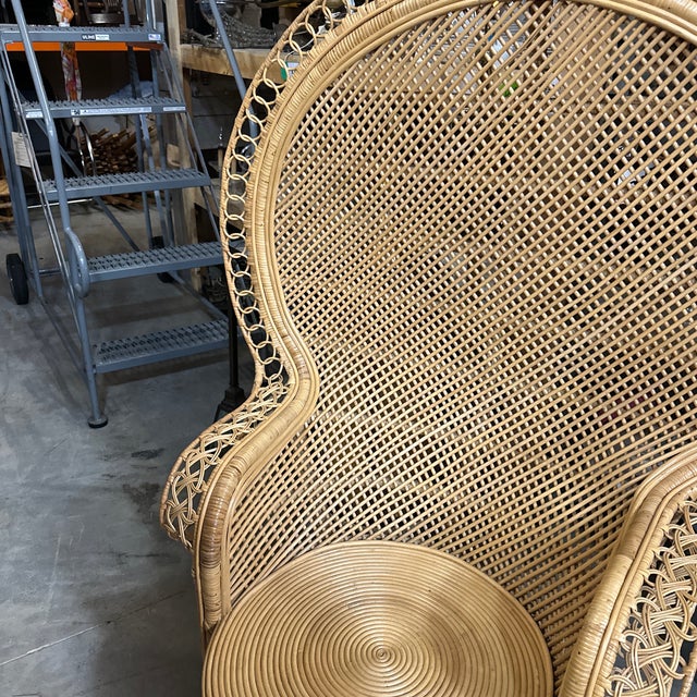 Large Vintage Boho Chic Sturdy Wicker Intricate Peacock Chair For Sale In Atlanta - Image 6 of 8