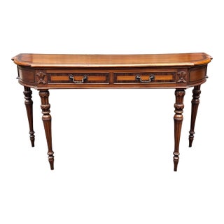 20th Century Neoclassical Sctyle Cross-Banded Mahogany Console Sofa Table For Sale