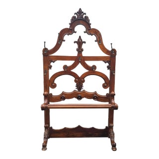 19th Century Large Eastlake Handcrafted Oak and Brass Coats and Hats Rack For Sale