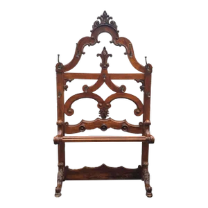 19th Century Large Eastlake Handcrafted Oak and Brass Coats and Hats Rack