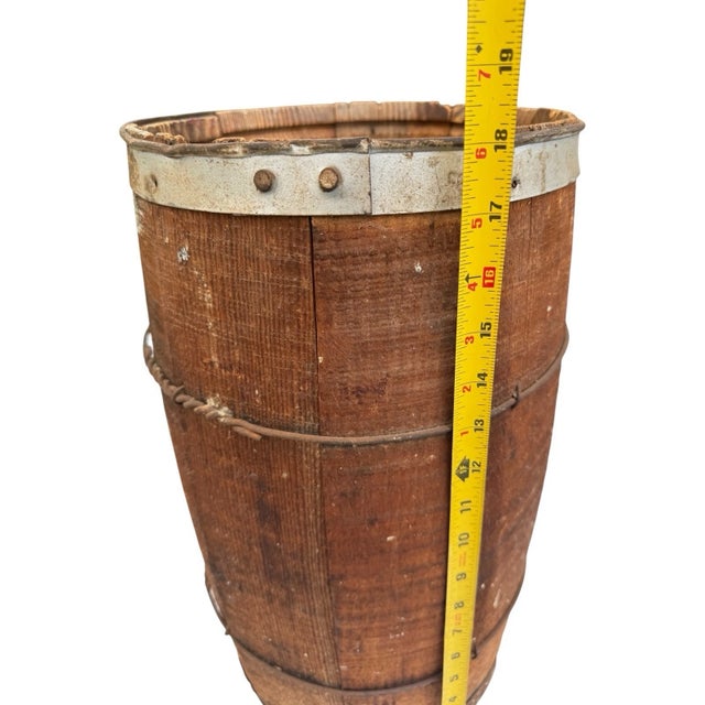 Antique Primitive Wooden Nail Keg Barrel Rustic Farmhouse Country Decor Old 18” For Sale - Image 13 of 13
