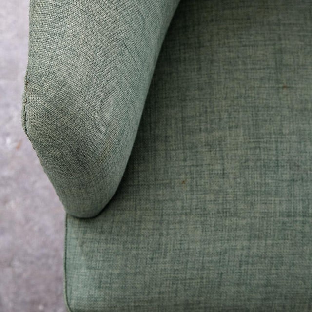 Mid Century Danish Modern Lounge Chair Armchair Green Arms MCM Denmark Lowback For Sale - Image 11 of 12